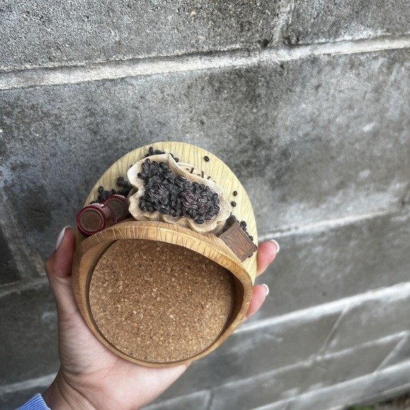 Coffee Themed Candle/Coaster Holder Resin Coffee Beans Cute Cozy Decor - Picture 4 of 6